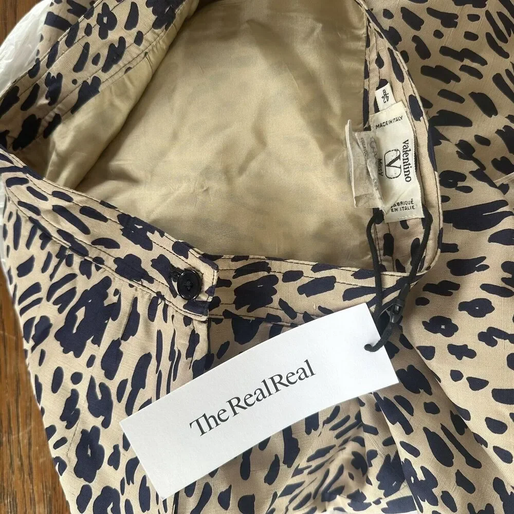 Vintage Valentino Miss V 100% Silk Skirt Cheetah Print Size 8
